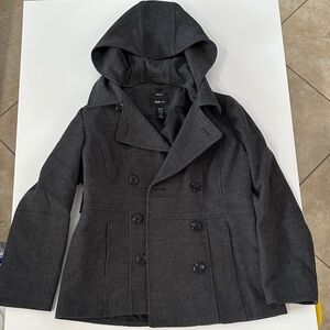 Charcoal Hooded Peacoat